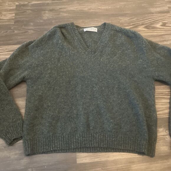 ANTARTEX Men’s Wool V-Neck Sweater Green/Grey Vintage Classic Size XL - Picture 3 of 13